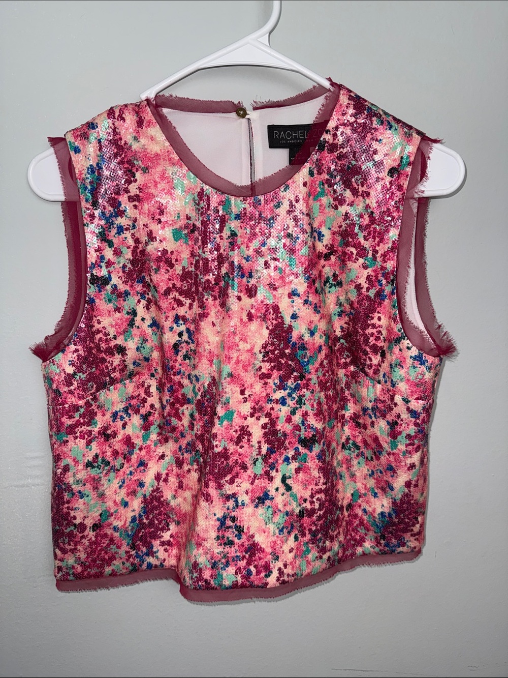 RACHEL ZOE Women's Pink Multi Sequin Tank Top ~ Small